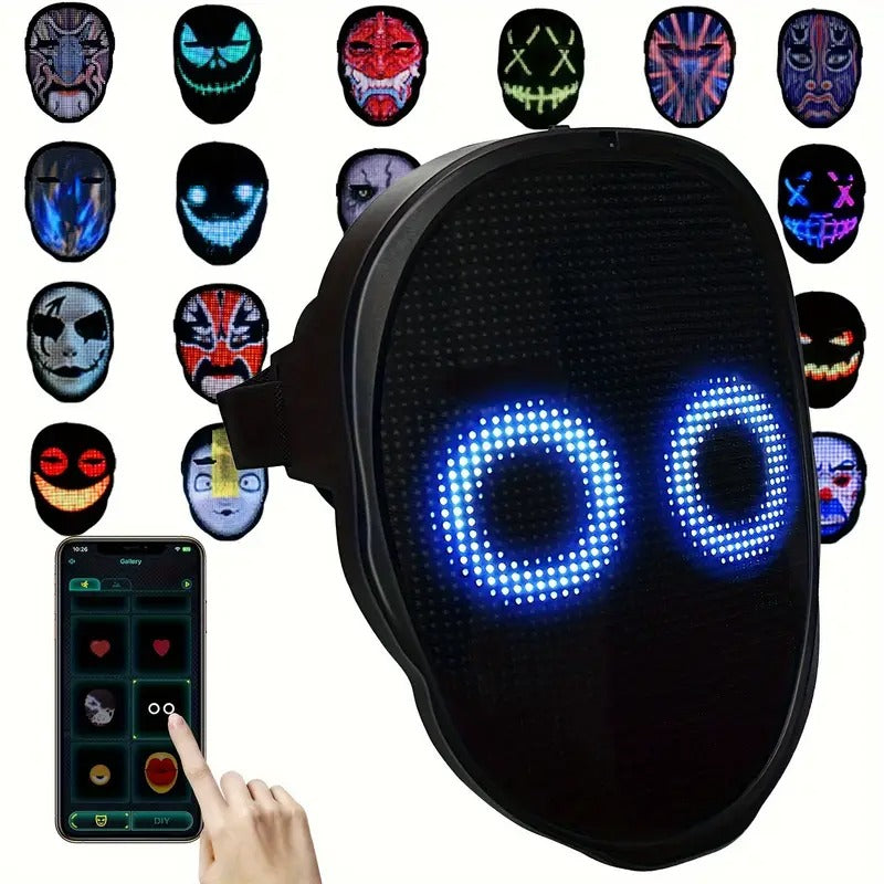 led mask app controlled customizable shining mask lighted - Temu