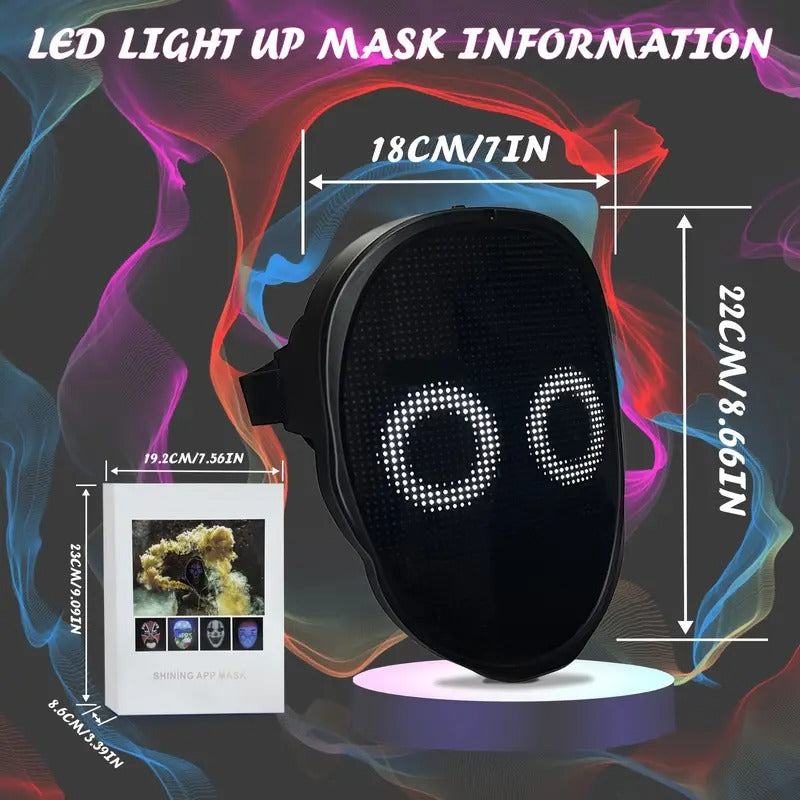 led mask app controlled customizable shining mask lighted - Temu