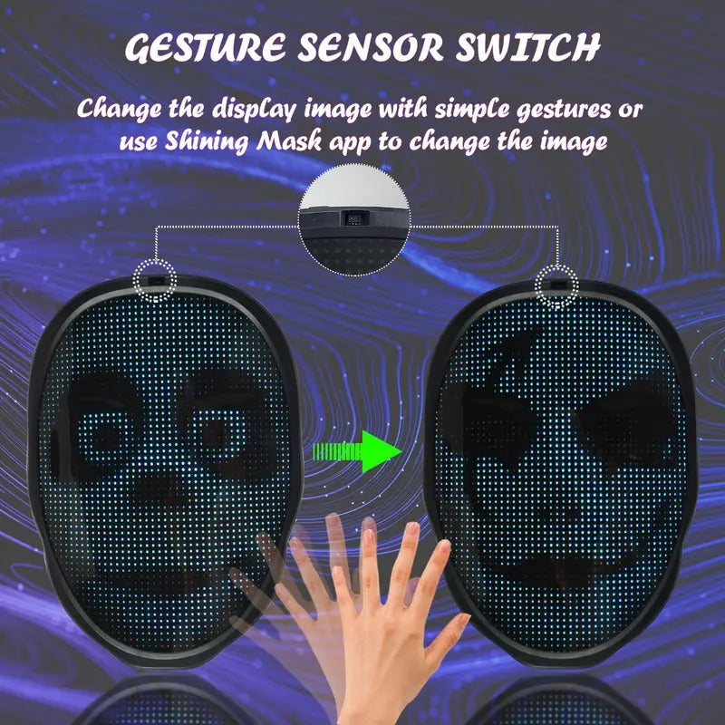led mask app controlled customizable shining mask lighted - Temu