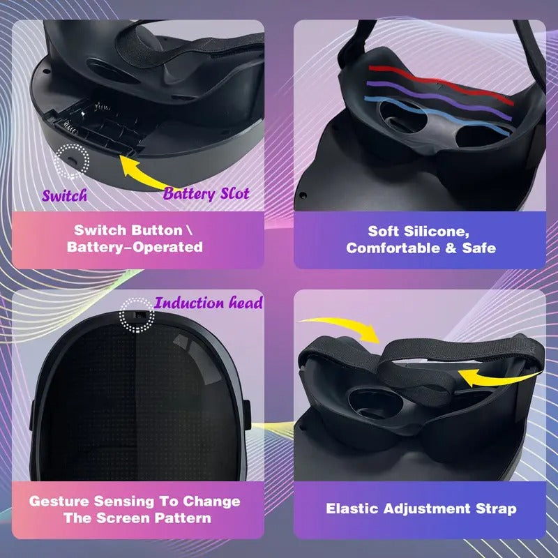 led mask app controlled customizable shining mask lighted - Temu